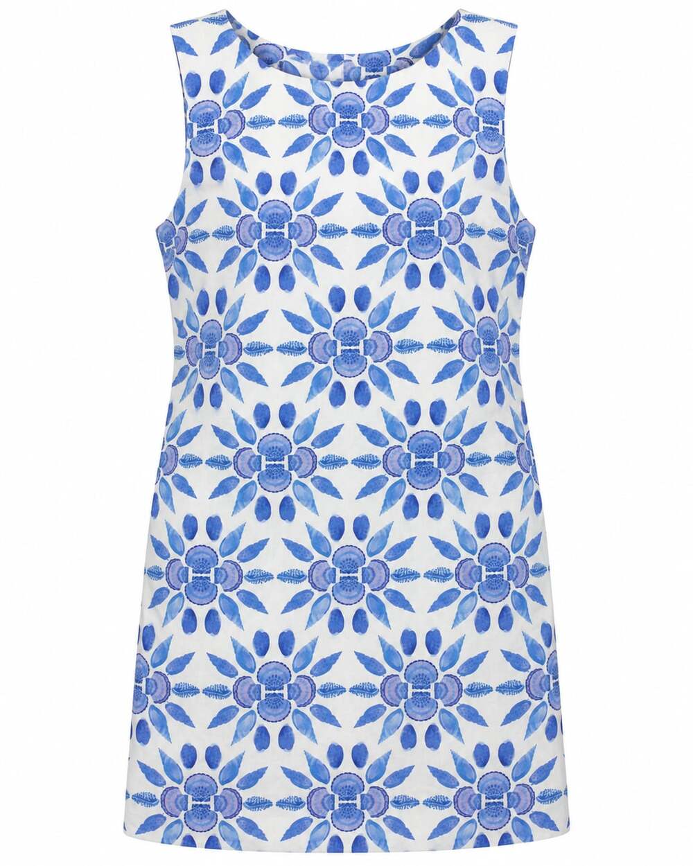 Hill House Home Charlie Shift Dress Size L Blue Shell Mosaic